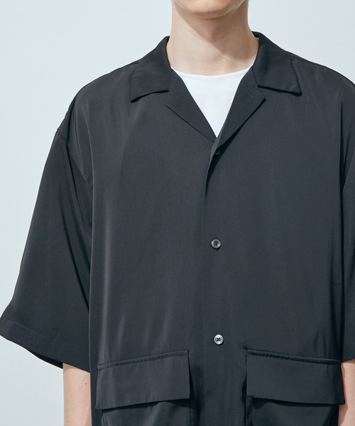 JUNRED（ジュンレッド）の「ライトスムースタッチルーズオープンカラーS/Sシャツ（シャツ/ブラウス・メンズ・ブラック/カーキ/ブルー・S/M/L）」の7枚目の写真