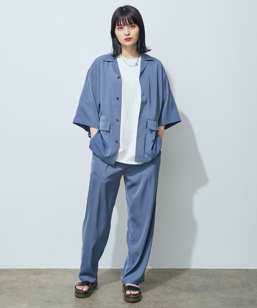 JUNRED（ジュンレッド）の「ライトスムースタッチルーズオープンカラーS/Sシャツ（シャツ/ブラウス・メンズ・ブラック/カーキ/ブルー・S/M/L）」の10枚目の写真