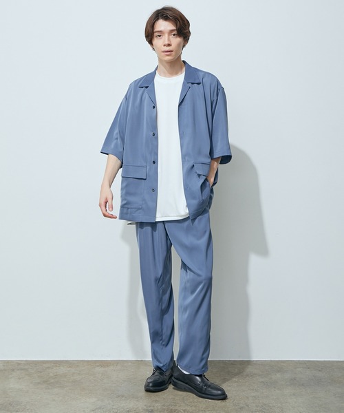 JUNRED（ジュンレッド）の「ライトスムースタッチルーズオープンカラーS/Sシャツ（シャツ/ブラウス・メンズ・ブラック/カーキ/ブルー・S/M/L）」の14枚目の写真