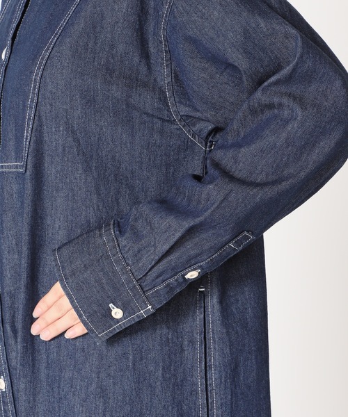 SLOBE IENA（スローブイエナ）の「LE DENIM シャツワンピース【洗濯機使用可能】◆（シャツワンピース・レディース・カーキ/ネイビー・FREE）」の4枚目の写真
