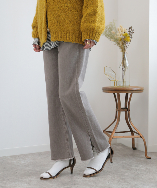 JOURNAL STANDARD（ジャーナルスタンダード）の「マルチデニムスリットパンツ◆（デニムパンツ・レディース・ブラウン/ブラック/ベージュ・36/40/38）」の3枚目の写真