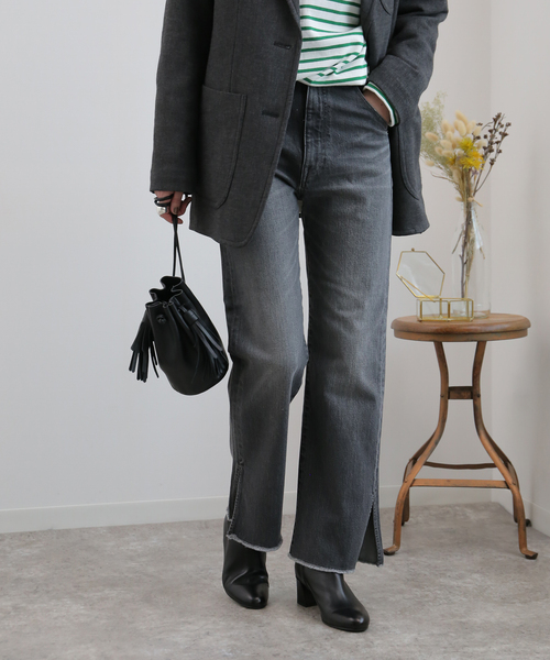 JOURNAL STANDARD（ジャーナルスタンダード）の「マルチデニムスリットパンツ◆（デニムパンツ・レディース・ブラウン/ブラック/ベージュ・36/40/38）」の2枚目の写真