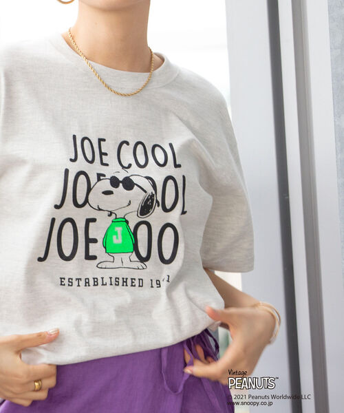 NOLLEY’S(ノーリーズ)の「【WEBオリジナル】スヌーピー JOE COOL &logo Tシャツ(Tシャツ/カットソー・レディース・オフホワイト/アイボリー・MEDIUM)」の2枚目の写真