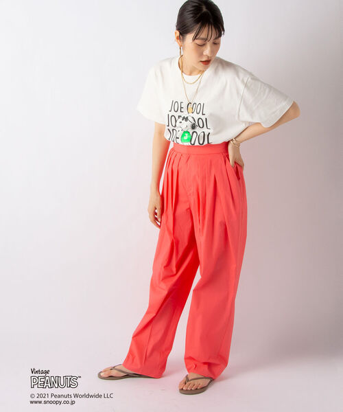 NOLLEY’S(ノーリーズ)の「【WEBオリジナル】スヌーピー JOE COOL &logo Tシャツ(Tシャツ/カットソー・レディース・オフホワイト/アイボリー・MEDIUM)」の6枚目の写真