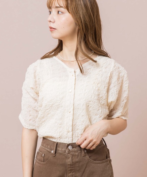 flower(フラワー)の「シアーバブルトップ(Tシャツ/カットソー・レディース・ブラック/アイボリー・FREE)」の2枚目の写真