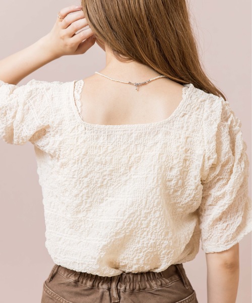 flower(フラワー)の「シアーバブルトップ(Tシャツ/カットソー・レディース・ブラック/アイボリー・FREE)」の20枚目の写真