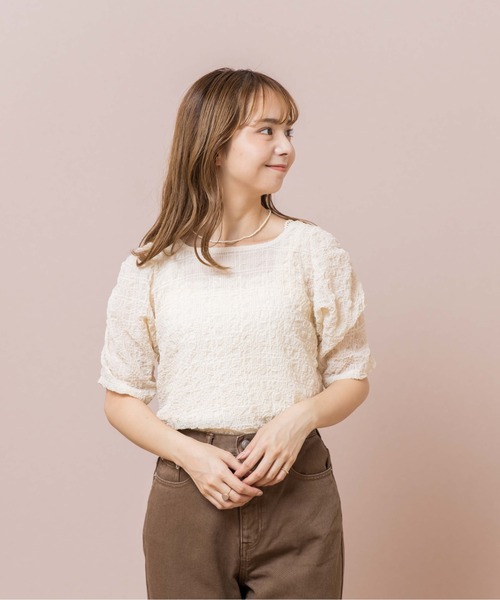 flower(フラワー)の「シアーバブルトップ(Tシャツ/カットソー・レディース・ブラック/アイボリー・FREE)」の18枚目の写真