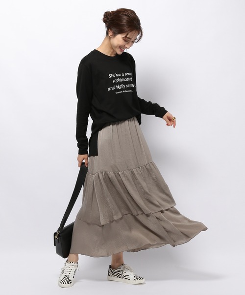 美品！BARNYARDSTORM アシンメトリー サテン ロングスカート 紺 F 