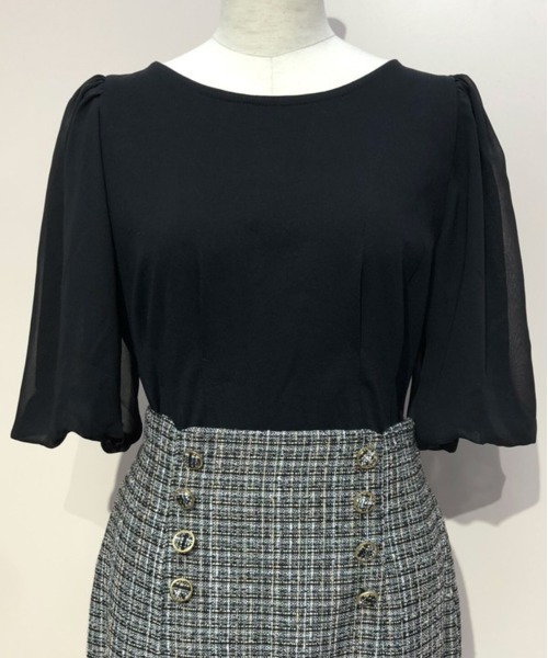 WILLSELECTION（ウィルセレクション）の「★バックリボンハイブリッドトップス（Tシャツ/カットソー・レディース・ピンク/アイボリー/ブラック・MEDIUM）」の3枚目の写真