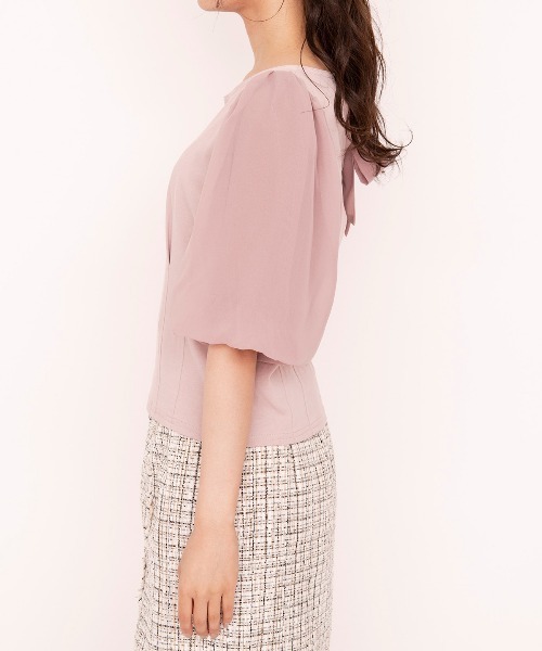 WILLSELECTION（ウィルセレクション）の「★バックリボンハイブリッドトップス（Tシャツ/カットソー・レディース・ピンク/アイボリー/ブラック・MEDIUM）」の12枚目の写真