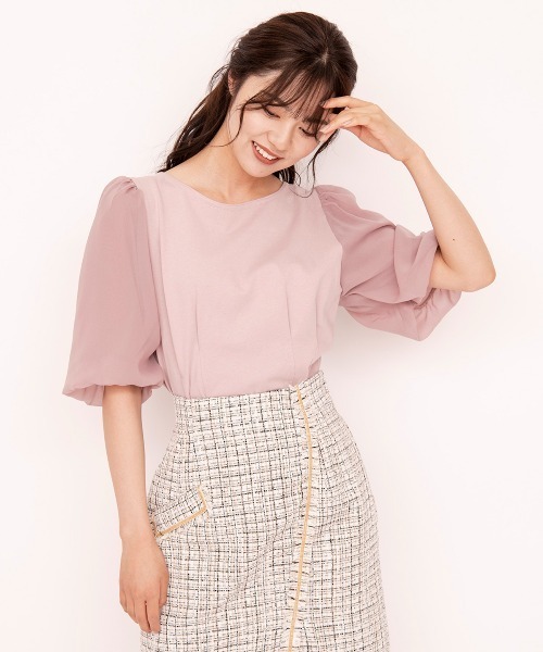 WILLSELECTION（ウィルセレクション）の「★バックリボンハイブリッドトップス（Tシャツ/カットソー・レディース・ピンク/アイボリー/ブラック・MEDIUM）」の14枚目の写真