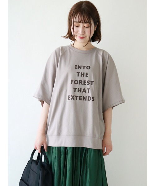 Samansa Mos2（サマンサ モスモス）の「インレイロゴTシャツ（Tシャツ/カットソー・レディース・グレー/キナリ/チャコール/グリーン・ﾌﾘ-）」の3枚目の写真