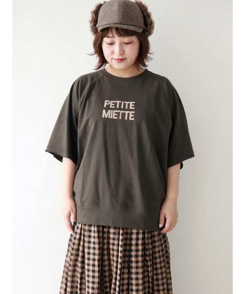 Samansa Mos2（サマンサ モスモス）の「インレイロゴTシャツ（Tシャツ/カットソー・レディース・グレー/キナリ/チャコール/グリーン・ﾌﾘ-）」の4枚目の写真