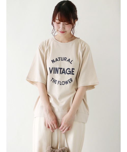 Samansa Mos2（サマンサ モスモス）の「インレイロゴTシャツ（Tシャツ/カットソー・レディース・グレー/キナリ/チャコール/グリーン・ﾌﾘ-）」の2枚目の写真