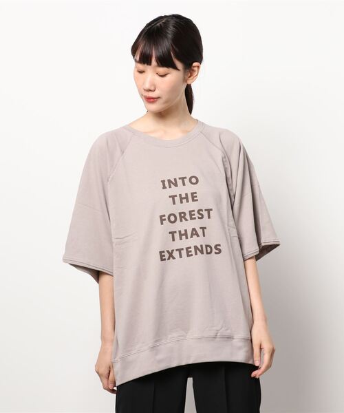 Samansa Mos2（サマンサ モスモス）の「インレイロゴTシャツ（Tシャツ/カットソー・レディース・グレー/キナリ/チャコール/グリーン・ﾌﾘ-）」の7枚目の写真