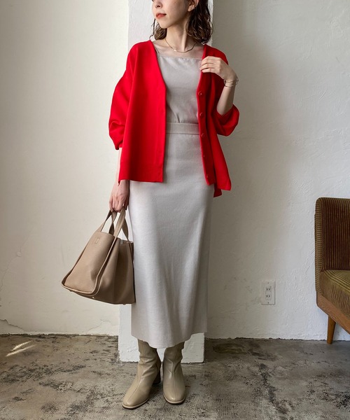 CAPRICIEUX LE'MAGE(カプリシューレマージュ)の「パフVカーディガン(カーディガン/ボレロ・レディース・ブラック/グレイッシュベージュ/レッド・FREE)」の17枚目の写真