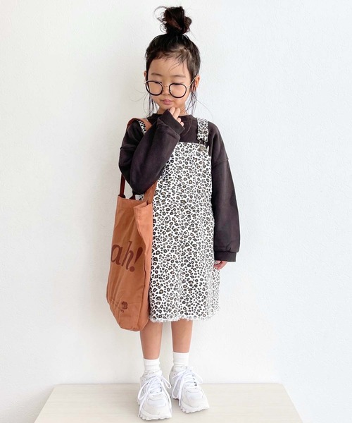 CIAOPANIC TYPY（チャオパニックティピー）の「【KIDS】レオパードジャンスカ（スカート・キッズ・ブラウン/ホワイト・SMALL/MEDIUM/LARGE/X-LARGE/XX-LARGE）」の3枚目の写真