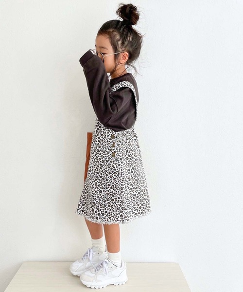 CIAOPANIC TYPY（チャオパニックティピー）の「【KIDS】レオパードジャンスカ（スカート・キッズ・ブラウン/ホワイト・SMALL/MEDIUM/LARGE/X-LARGE/XX-LARGE）」の9枚目の写真