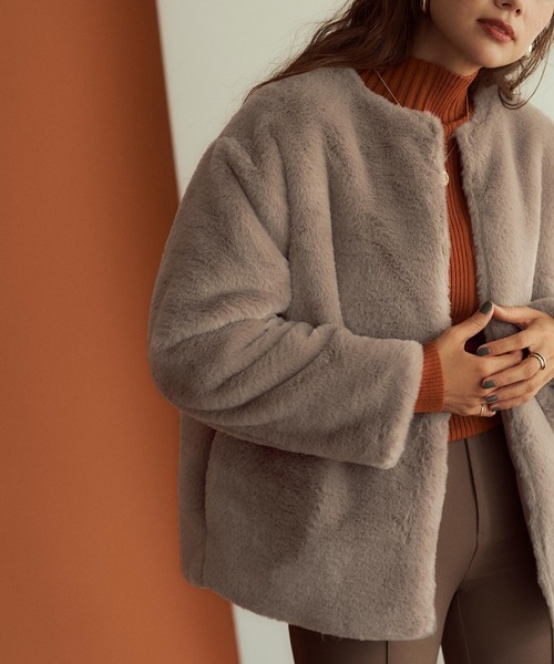 titivate（ティティベイト）の「ﾘﾊﾞｰｼﾌﾞﾙﾌｧｰｼｮｰﾄﾌﾞﾙｿﾞﾝ（ブルゾン・レディース・チャコール/ブルー/キャメル/グレイッシュベージュ・M/S）」の3枚目の写真