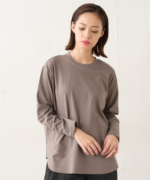 Lui's（ルイス）の「裾切替デザインロングスリーブトップス（Tシャツ/カットソー・レディース・オフホワイト/ブラック/カーキ/ボルドー・FREE）」の3枚目の写真