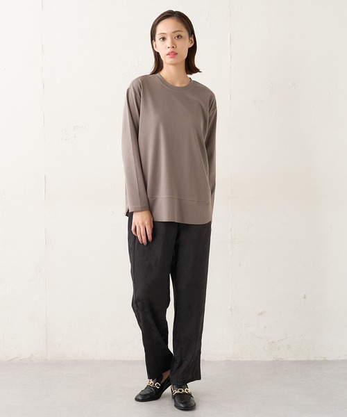 Lui's（ルイス）の「裾切替デザインロングスリーブトップス（Tシャツ/カットソー・レディース・オフホワイト/ブラック/カーキ/ボルドー・FREE）」の8枚目の写真