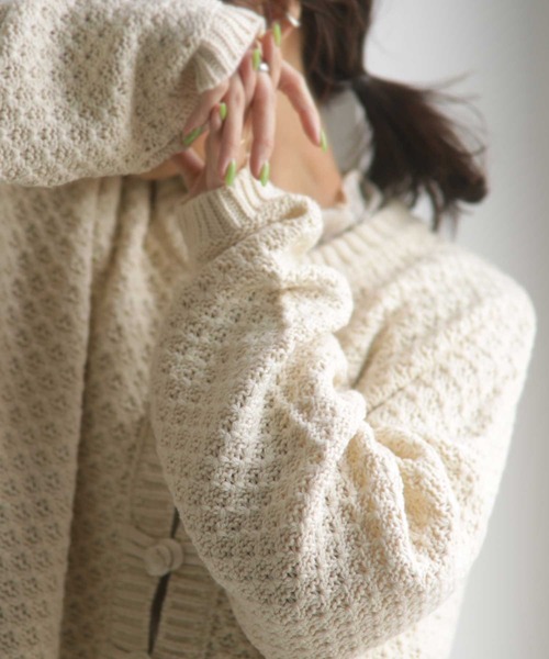 antiqua（アンティカ）の「×即こなれ。チャイナニットカーデ（ニット/セーター・レディース・オフホワイト/モカ/ブラック系その他・FREE）」の8枚目の写真