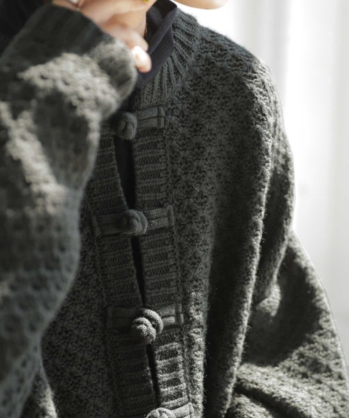 antiqua（アンティカ）の「×即こなれ。チャイナニットカーデ（ニット/セーター・レディース・オフホワイト/モカ/ブラック系その他・FREE）」の10枚目の写真
