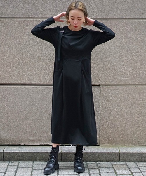 DROIT BELLO(ドロイトベロ)の「DROIT BELLO (ドロイトベロ)スビンレイヤードワンピース(ワンピース・レディース・ブラック/オリーブ・FREE)」の1枚目の写真