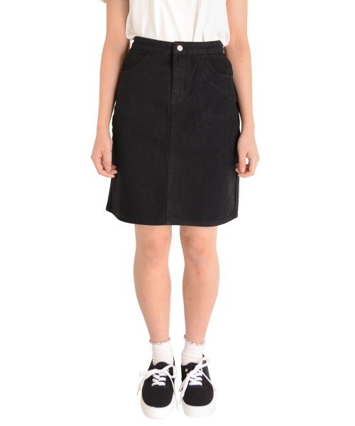 urge：（アージコロン ）の「【URGE：】 ひざ丈 デニムスカート（デニムスカート・レディース・ネイビー/ブラック/ライトブルー・SMALL/LARGE/X-LARGE/MEDIUM）」の2枚目の写真