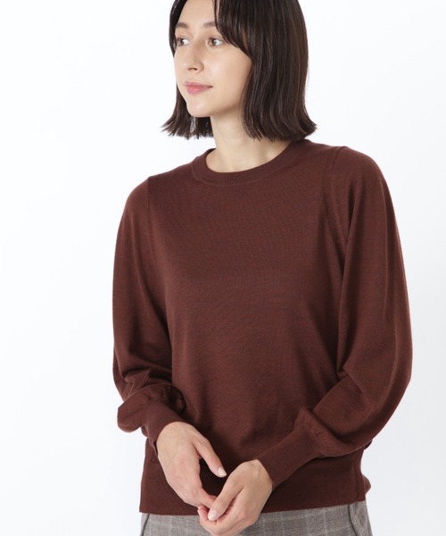 human woman(ヒューマンウーマン)の「ベーシックニットⅠプルオーバー(ニット/セーター・レディース・ピンク/ブラウン/ブルー・MEDIUM)」の2枚目の写真
