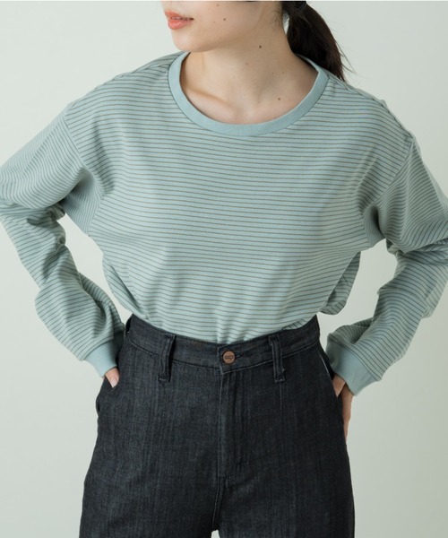 Kastane（カスタネ）の「配色ルーズボーダーロンT（Tシャツ/カットソー・レディース・サックスブルー/ダークブラウン/ピンク/パープル・FREE）」の3枚目の写真