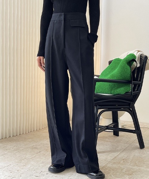 chuclla（チュクラ）の「【chuclla】【2021/AW】Center seam wide pants chw21a104（スラックス・レディース・ブラック・S/L/M）」の2枚目の写真