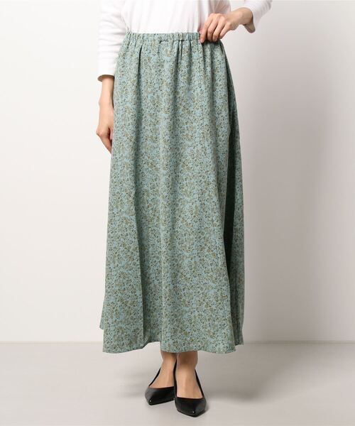 Lugnoncure（ルノンキュール）の「枝葉柄マーメイドギャザースカート（スカート・レディース・ブラック/イエロー/ブルー・ﾌﾘ-）」の6枚目の写真