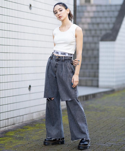 X-girl（エックスガール）の「LOGO TANK TOP（タンクトップ・レディース・ホワイト/ブラック/イエロー・S/M）」の14枚目の写真