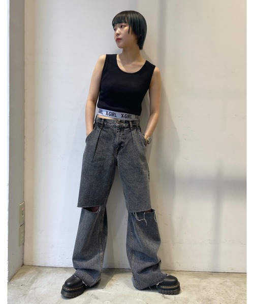 X-girl（エックスガール）の「LOGO TANK TOP（タンクトップ・レディース・ホワイト/ブラック/イエロー・S/M）」の21枚目の写真