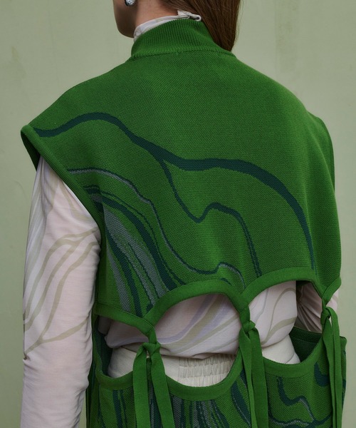 PUBLIC TOKYO(パブリックトウキョウ)の「【セットアップ対応】マーブリングジャガードニットベスト /ウォッシャブル(ベスト・レディース・ベージュ/グリーン・FREE)」の7枚目の写真