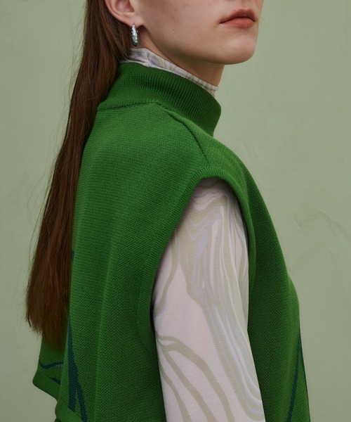 PUBLIC TOKYO(パブリックトウキョウ)の「【セットアップ対応】マーブリングジャガードニットベスト /ウォッシャブル(ベスト・レディース・ベージュ/グリーン・FREE)」の21枚目の写真