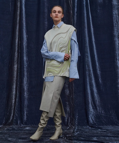 PUBLIC TOKYO(パブリックトウキョウ)の「【セットアップ対応】マーブリングジャガードニットベスト /ウォッシャブル(ベスト・レディース・ベージュ/グリーン・FREE)」の11枚目の写真