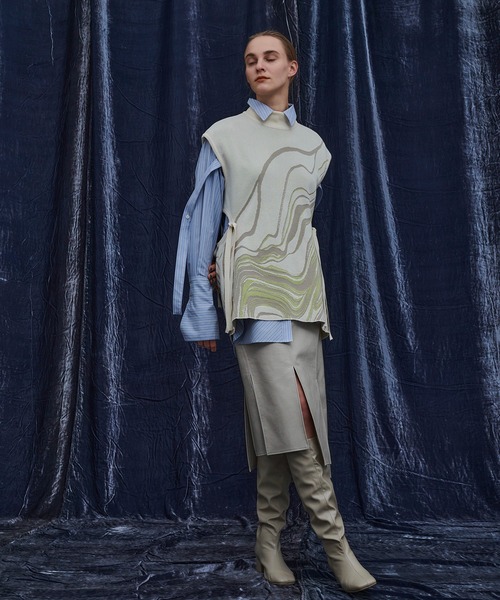 PUBLIC TOKYO(パブリックトウキョウ)の「【セットアップ対応】マーブリングジャガードニットベスト /ウォッシャブル(ベスト・レディース・ベージュ/グリーン・FREE)」の19枚目の写真