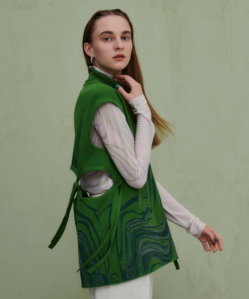 PUBLIC TOKYO(パブリックトウキョウ)の「【セットアップ対応】マーブリングジャガードニットベスト /ウォッシャブル(ベスト・レディース・ベージュ/グリーン・FREE)」の18枚目の写真