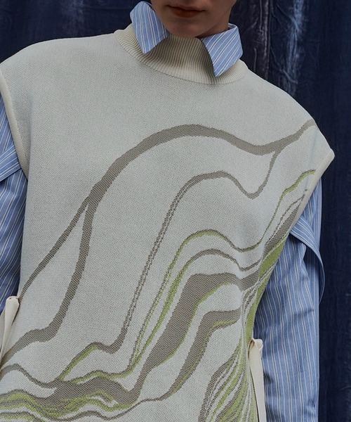 PUBLIC TOKYO(パブリックトウキョウ)の「【セットアップ対応】マーブリングジャガードニットベスト /ウォッシャブル(ベスト・レディース・ベージュ/グリーン・FREE)」の8枚目の写真