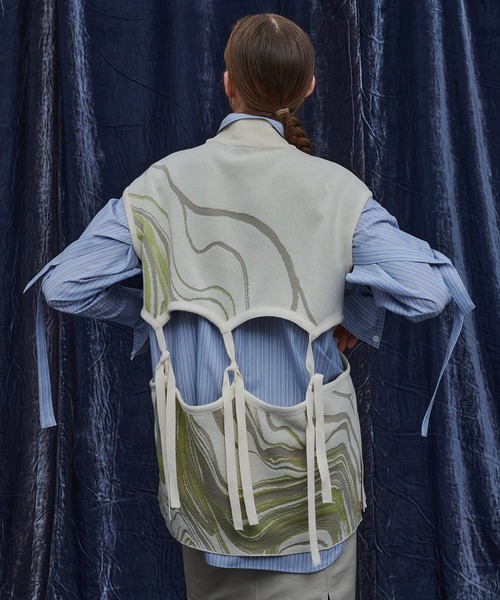 PUBLIC TOKYO(パブリックトウキョウ)の「【セットアップ対応】マーブリングジャガードニットベスト /ウォッシャブル(ベスト・レディース・ベージュ/グリーン・FREE)」の14枚目の写真