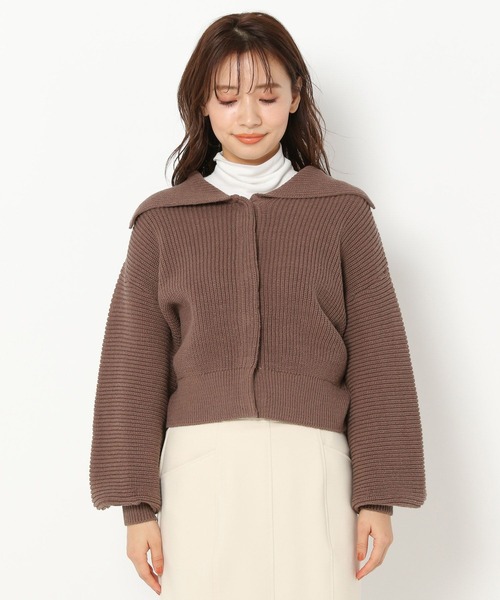 mysty woman（ミスティウーマン）の「ビッグカラーボリューム袖プルオーバー 264374（ニット/セーター・レディース・ブラウン/オフホワイト/ラベンダー・FREE）」の10枚目の写真