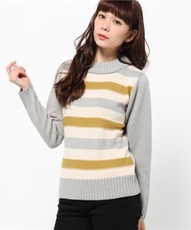 mystic | 太ボーダーKNITプルオーバー(ニット/セーター)