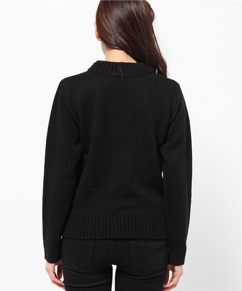 mystic（ミスティック）の「太ボーダーKNITプルオーバー（ニット/セーター・レディース・ライトグレー/ネイビー/ブラック/オフホワイト・ﾌﾘ-）」の7枚目の写真