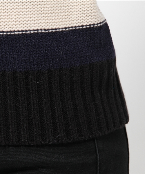 mystic（ミスティック）の「太ボーダーKNITプルオーバー（ニット/セーター・レディース・ライトグレー/ネイビー/ブラック/オフホワイト・ﾌﾘ-）」の10枚目の写真
