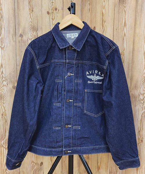 AVIREX（アヴィレックス）の「TYPE BLUE/タイプブルー Gジャケット ヴァーシティ（デニムジャケット・メンズ・ブラック/ライトインディゴブルー/インディゴブルー・M/L/XL/XXL）」の20枚目の写真