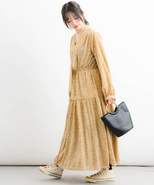 Wordtrobe(ワードトローブ)の「【wordtrobe】小花柄プリント ロングスリーブ ワンピース(ワンピース・レディース・ホワイト/ブラック/キャメル・FREE)」の20枚目の写真