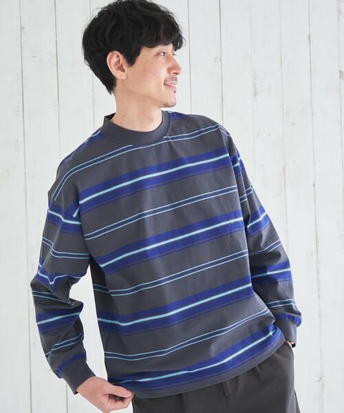 coen（コーエン）の「マルチワイドボーダーロングスリーブTシャツ（Tシャツ/カットソー・メンズ・ダークグリーン/ネイビー/ダークグレー・LARGE/SMALL/MEDIUM/X-LARGE）」の20枚目の写真