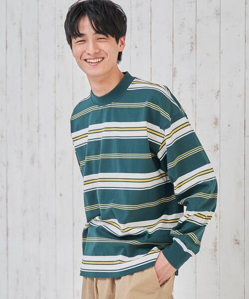 coen（コーエン）の「マルチワイドボーダーロングスリーブTシャツ（Tシャツ/カットソー・メンズ・ダークグリーン/ネイビー/ダークグレー・LARGE/SMALL/MEDIUM/X-LARGE）」の15枚目の写真